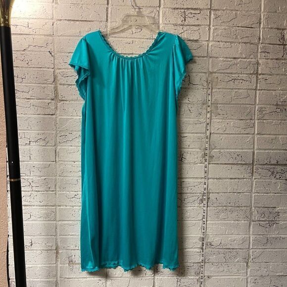 Vintage Teal Shadowline Lace Nightgown Medium - Picture 6 of 10